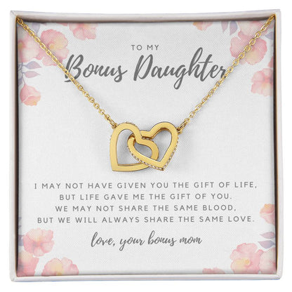 To My Bonus Daughter Necklace Interlocking Hearts Necklace