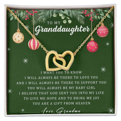 To My Granddaughter Interlocking Hearts Necklace Message Card