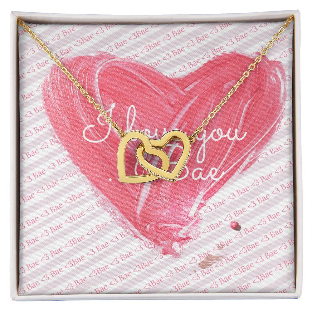 I Love You. Bae Cubic Zirconia Necklace Interlocking Hearts Necklace
