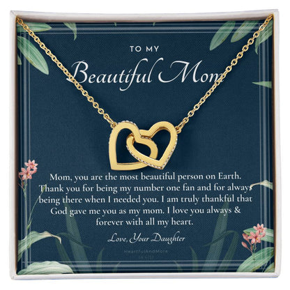 To My Beautiful Mom Necklace To Mom Gift Mom Gift Mom Necklace Jewelry From Daughter Gift Mom Birthday Christmas Mothers Day Interlocking Hearts Necklace