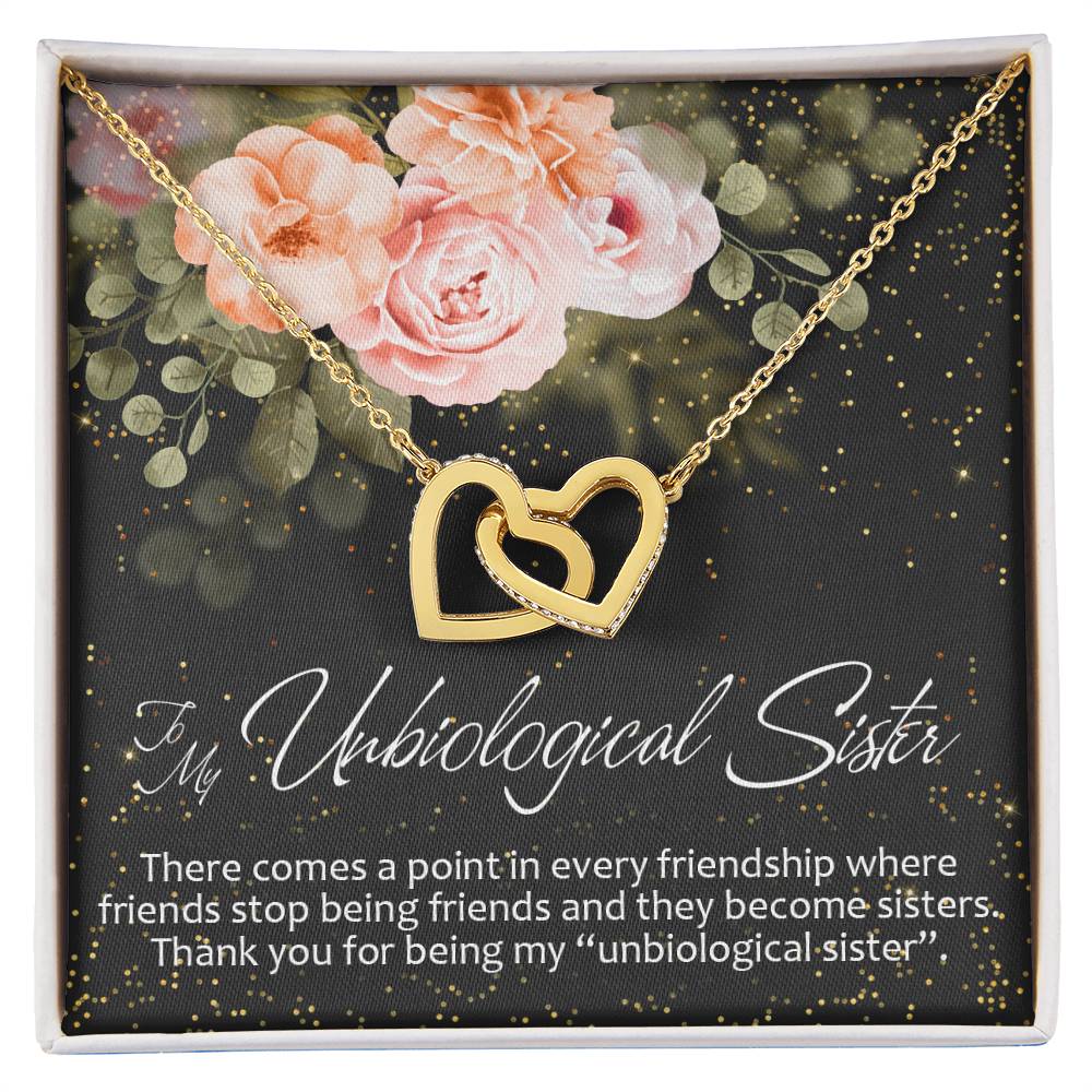 To My Unbiological Sister Interlocking Hearts Necklace