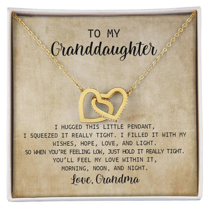 To My Granddaughter - I Love You Message - Tmg03 Interlocking Hearts Necklace