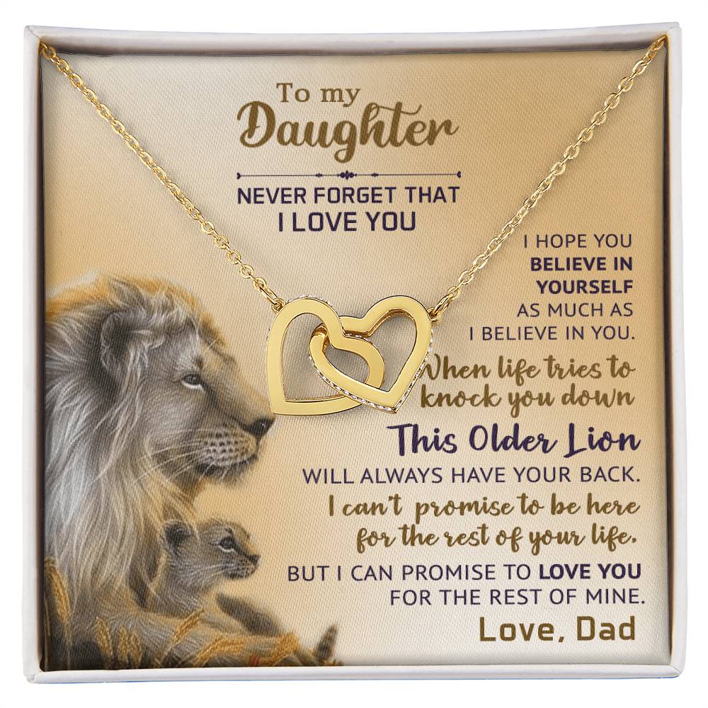 Interlocking Hearts Necklace - Lions & Never Forget Collection - Gift For Daughter From Dad