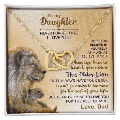 Interlocking Hearts Necklace - Lions & Never Forget Collection - Gift For Daughter From Dad