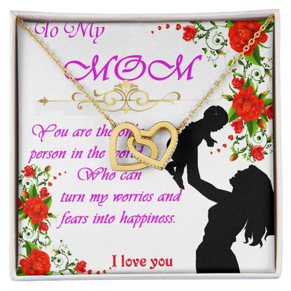 Greeting Card For Lovely Mother Interlocking Hearts Necklace