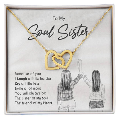 To My Soul Sister - Special Love Interlocking Hearts Necklace