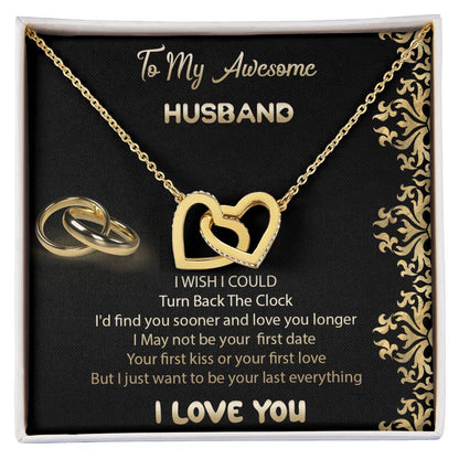 To My Awesome Husband Interlocked Hearts Necklace Interlocking Hearts Necklace