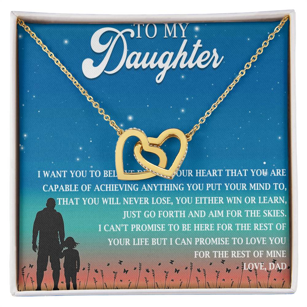 To My Daughter Interlocking Hearts Necklace Message Card