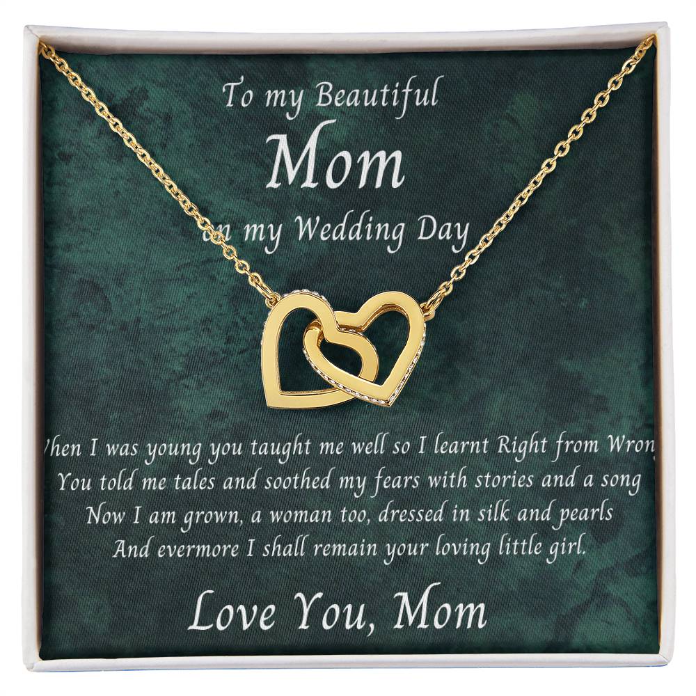 Mom Wedding Gift Bride To Mom Gift Daughter To Mother Wedding Gift Interlocking Hearts Necklace