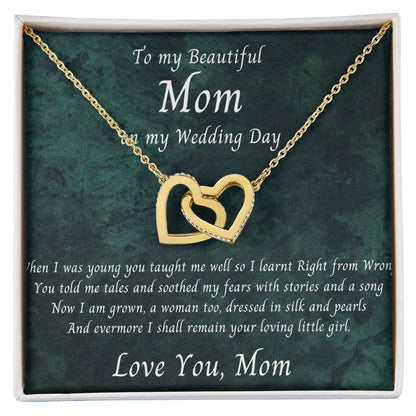 Mom Wedding Gift Bride To Mom Gift Daughter To Mother Wedding Gift Interlocking Hearts Necklace