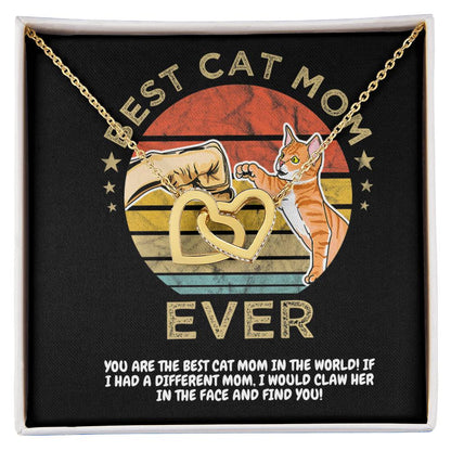 Best Cat Mom Ever Happy Mother'S Day Fist Bump Interlocking Hearts Necklace