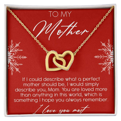 To My Mother Interlocking Hearts Necklace Message Card
