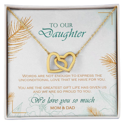 Interlocking Heart Necklace To Your Daughter – From Mom & Dad With Love – Jewelry Gift B1D9T5 Interlocking Hearts Necklace