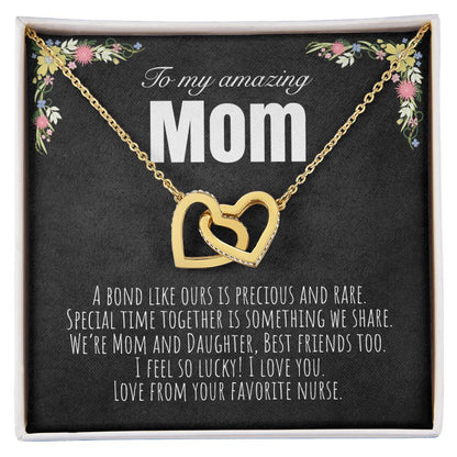 To My Mom - From Your Favorite Nurse Interlocking Hearts Necklace