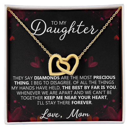 To My Daughter - My Precious - Unique Heart Binding Necklace Gift Set Interlocking Hearts Necklace
