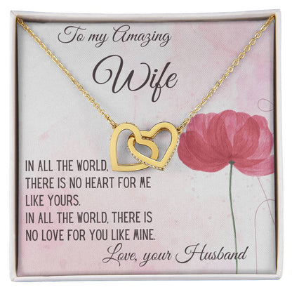 Gift For Wife There Is No Heart For Me Like Yours Interlocking Hearts Necklace