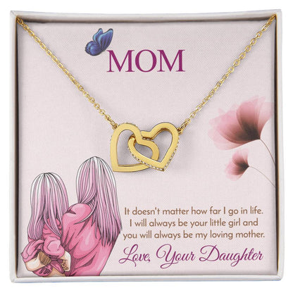 Mom - I Will Always Be Your Little Girl Interlocking Heart Necklace Interlocking Hearts Necklace