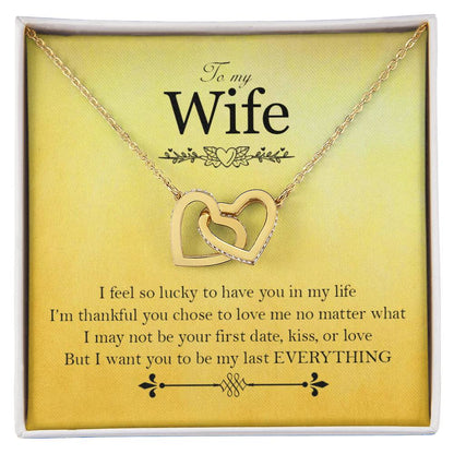 To My Wife - Love Card And Necklace Interlocking Hearts A Interlocking Hearts Necklace