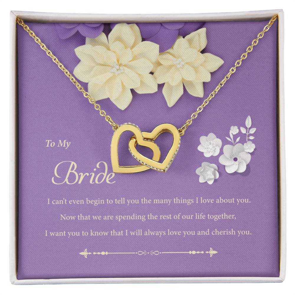 To My Bride - I Can'T Even Begin To Tell You Interlocking Hearts Necklace