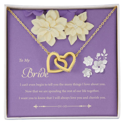 To My Bride - I Can'T Even Begin To Tell You Interlocking Hearts Necklace