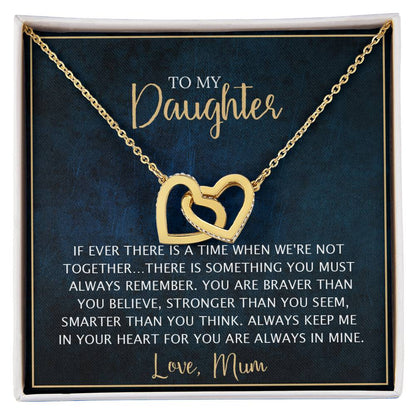 To My Daughter - Unique Heart Bonding Necklace Gift Set Interlocking Hearts Necklace