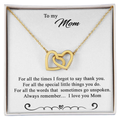 To My Mom Necklace Interlocking Hearts Necklace