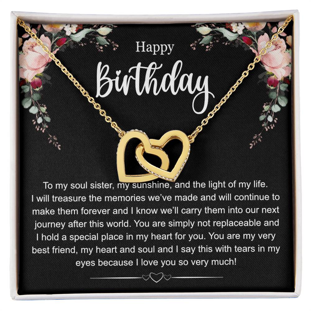 Happy Birthday To My Soul Sister Interlocking Hearts Necklace