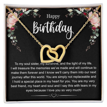 Happy Birthday To My Soul Sister Interlocking Hearts Necklace