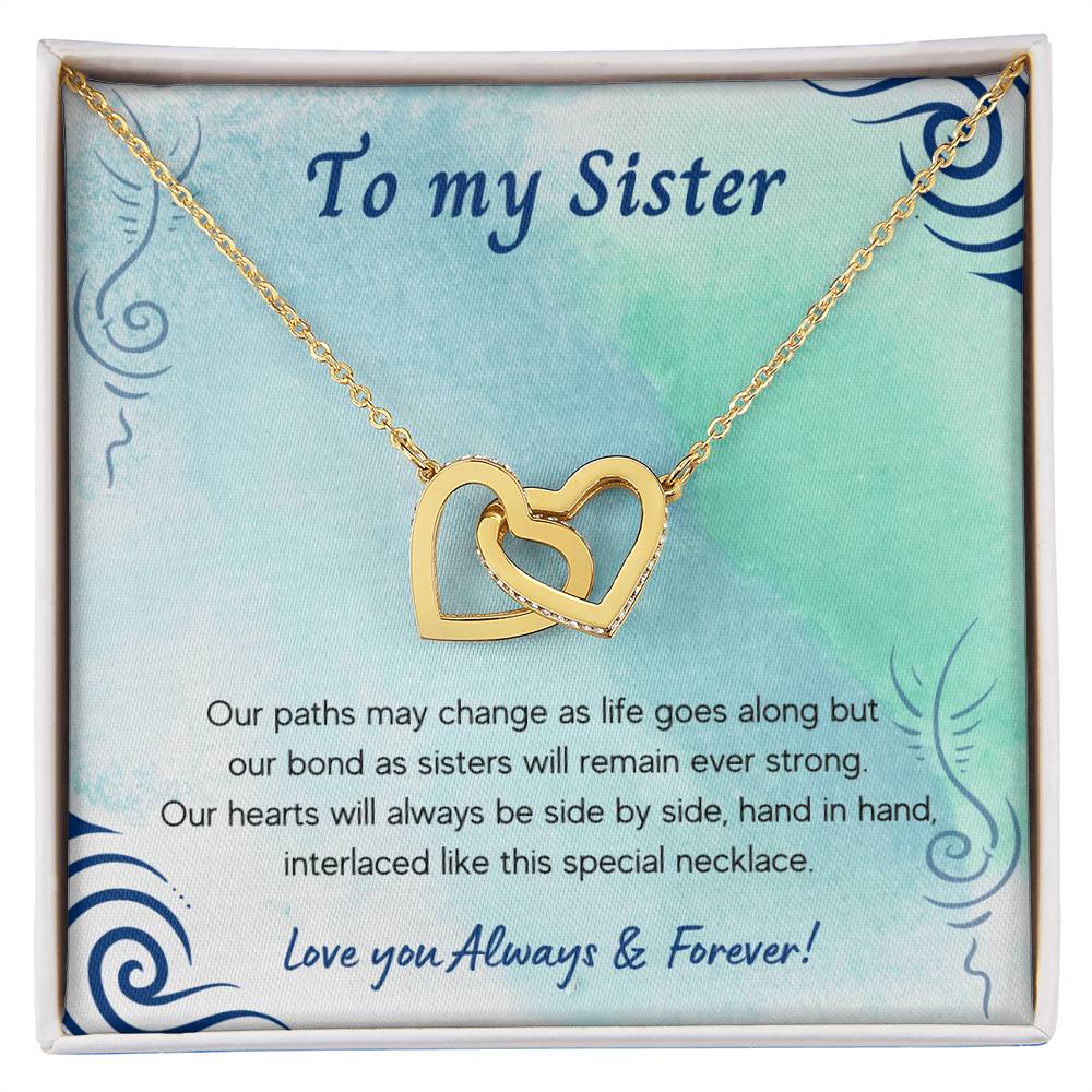 To My Sister Interlocking Hearts Necklace