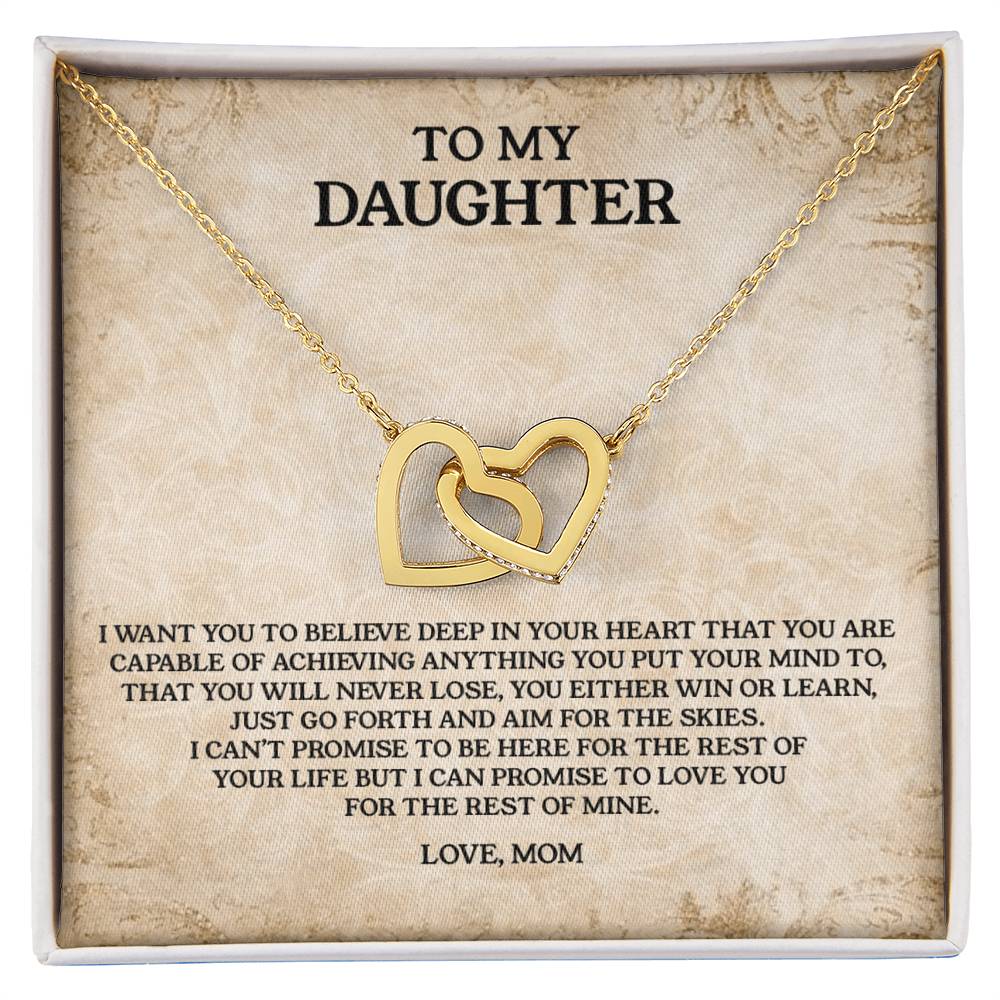 To My Daughter - Love Mom Interlocking Hearts Necklace