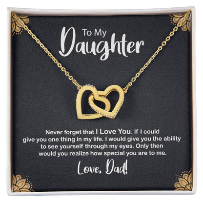 To My Daughter Gift Box Interlocking Hearts Necklace