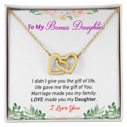 Love My Bonus Daughter Interlocking Hearts Necklace