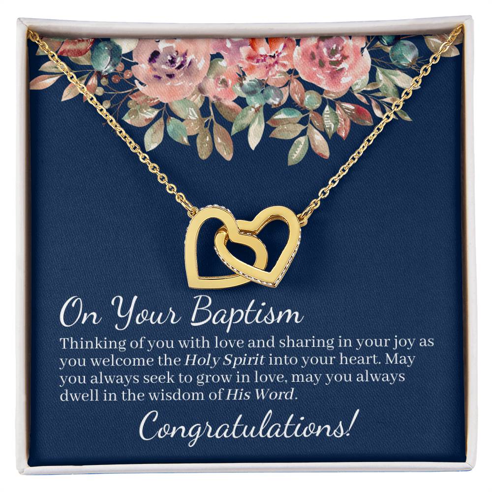 On Your Baptism Congratulations Interlocked Hearts Necklace Interlocking Hearts Necklace
