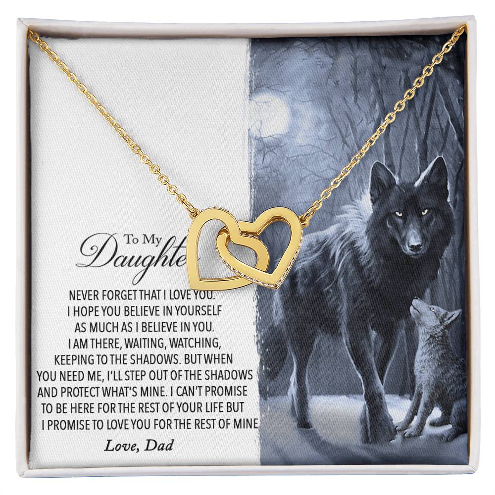 To My Daughter - Never Forget That I Love You Interlocking Hearts Necklace