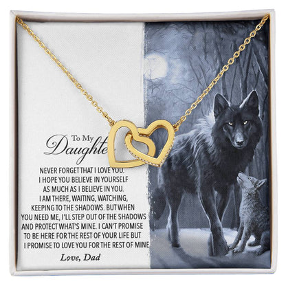 To My Daughter - Never Forget That I Love You Interlocking Hearts Necklace
