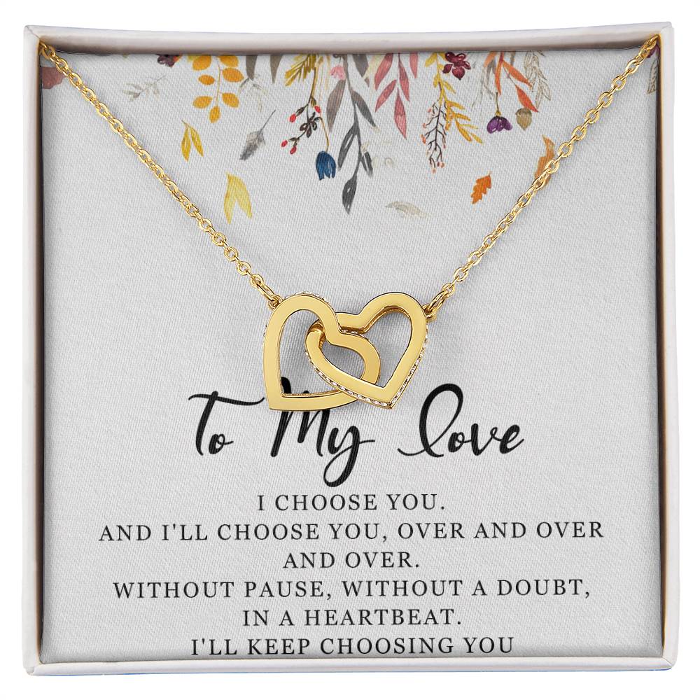 To My Love Interlocking Hearts Necklace Message Card