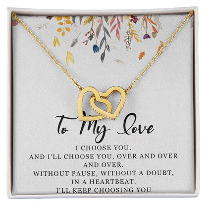 To My Love Interlocking Hearts Necklace Message Card