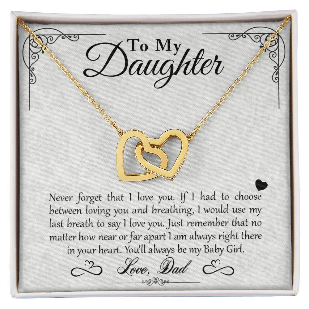 My Baby Girl - Love Dad - Double Heart Necklace Interlocking Hearts Necklace