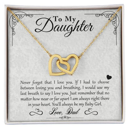 My Baby Girl - Love Dad - Double Heart Necklace Interlocking Hearts Necklace