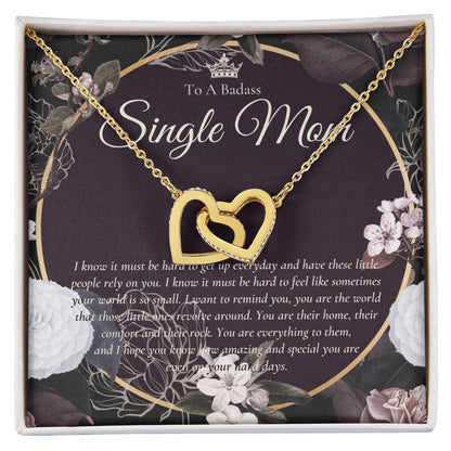 Single Mom Gift Mothers Day Gift Present For Single Mother Super Mom Necklace Gift For Single Mother Jewelry For Mom Interlocking Hearts Necklace