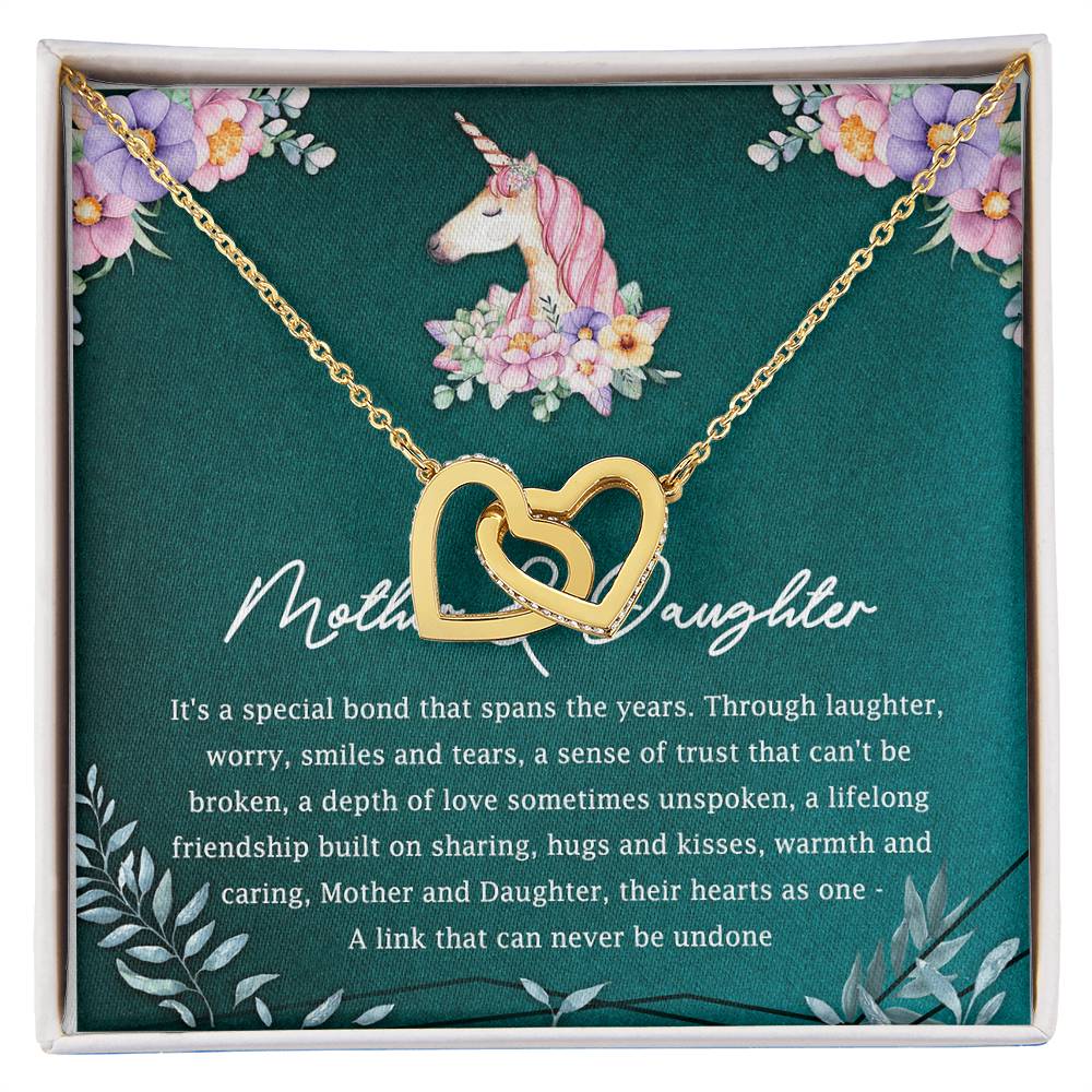 Mother And Daughter Their Hearts As One Interlocking Hearts Necklace Mother'S Day Message Card