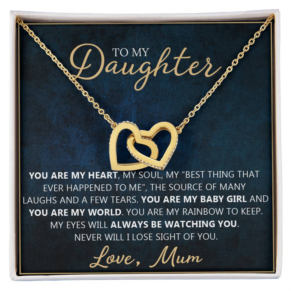 To My Daughter - You Are My Everything Unique Interlocking Heart Necklace Gift Set Interlocking Hearts Necklace