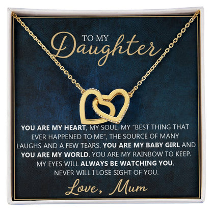 To My Daughter - You Are My Everything Unique Interlocking Heart Necklace Gift Set Interlocking Hearts Necklace