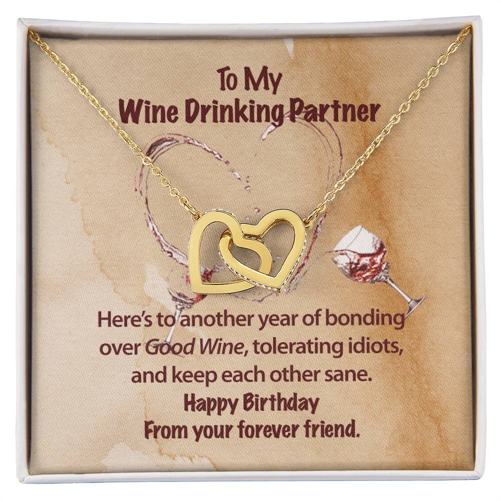 Wine Partner Necklace Interlocking Hearts Necklace