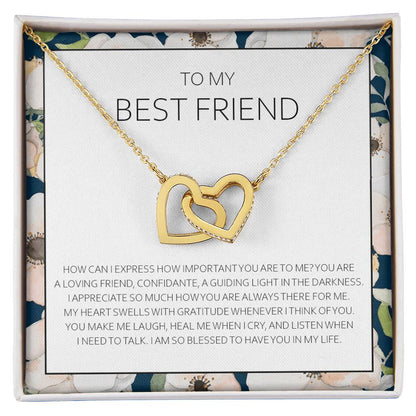 Best Friend Necklace - Bff Gift Jewelry Friends Forever Presents Heartfelt Card & Jewelry Gift For Birthday Holidays And More Interlocking Hearts Necklace