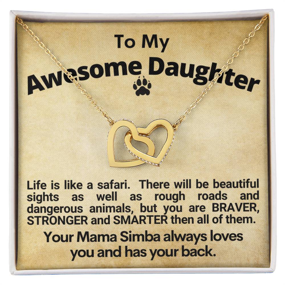 Awesome Daughter Linked Hearts Necklace Gift From Mom Interlocking Hearts Necklace