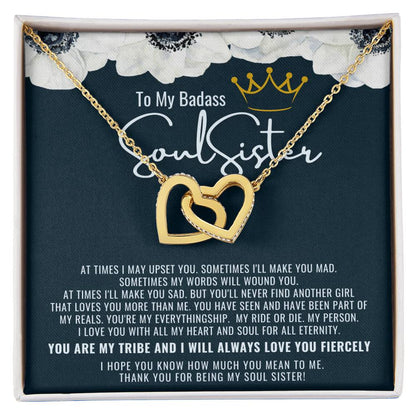 To My Badass Soul Sister Necklace Soul Sister Necklace Remember Whose Bestie You Are And Straighten Your Crown Interlocking Hearts Necklace