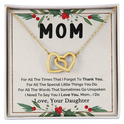 To Mom - I Love You Interlocking Heart Necklace Interlocking Hearts Necklace