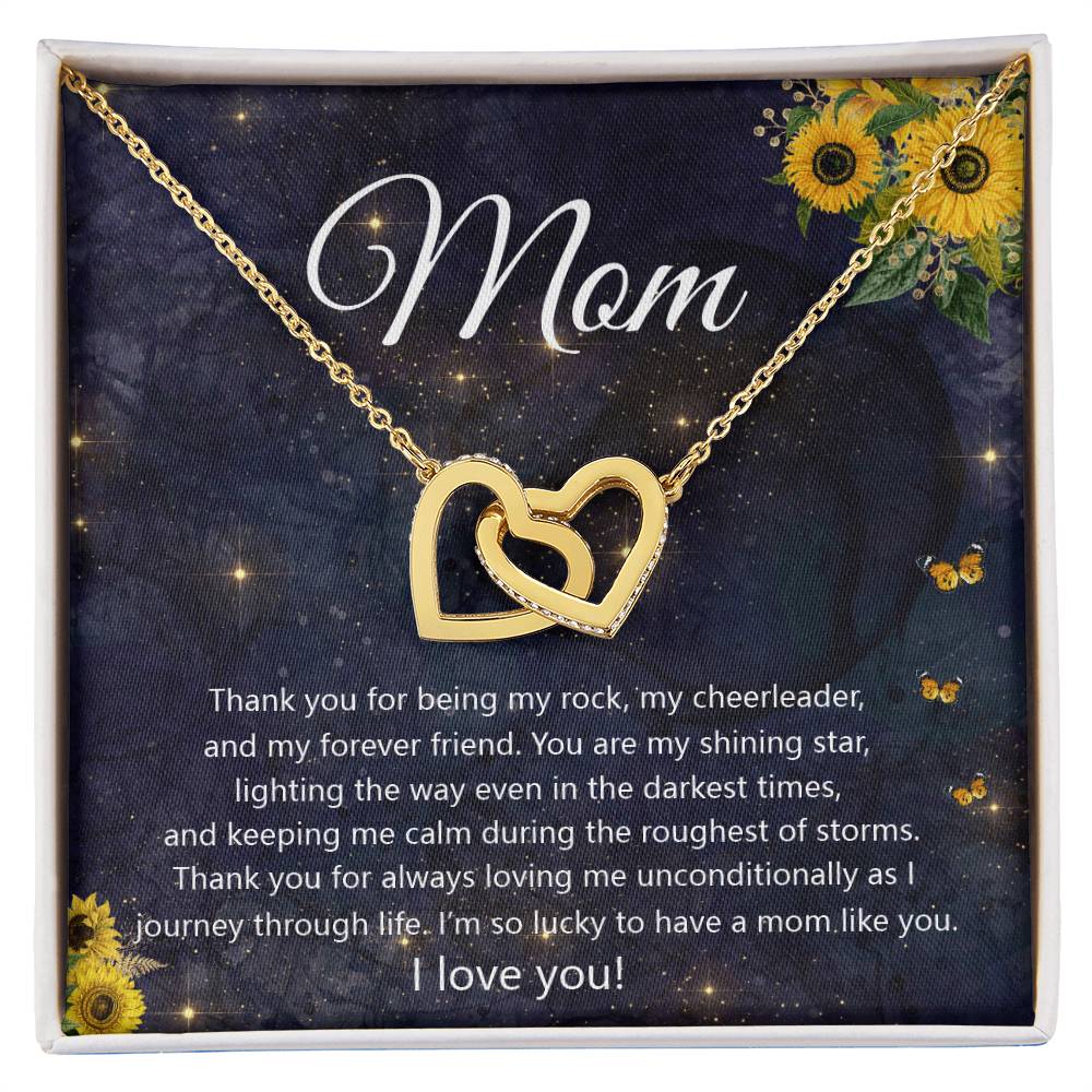 Thank You Mom Interlocking Hearts Necklace