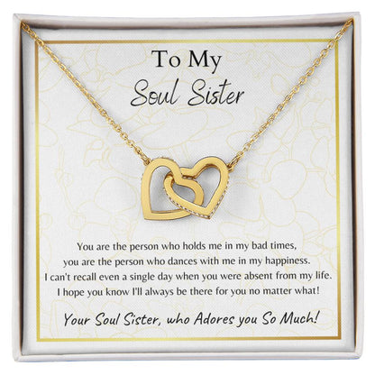 To My Soul Sister Interlocking Hearts Necklace